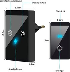 Belaidis durų skambutis Wenosda, juodas, 300 m kaina ir informacija | Durų skambučiai, akutės | pigu.lt