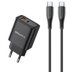 Įkroviklis Awei PD81C-EU USB-A/USB-C + USB-C to USB-C cable juodas kaina ir informacija | Krovikliai telefonams | pigu.lt