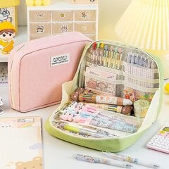 Rožinės didelės talpos pieštukų dėklai Kawaii Pen Box moteriškas kosmetikos krepšys Atgal į mokyklą Prekės Japoniškos Korėjos raštinės reikmenys Rožinė kaina ir informacija | Penalai | pigu.lt