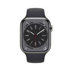 Prekė su pažeista pakuote.Apple Watch Series 8 GPS + Cellular 45mm Graphite Stainless Steel Case ,Midnight Sport Band - MNKU3UL/A kaina ir informacija | Mobilieji telefonai, foto ir video prekės su pažeista pakuote | pigu.lt