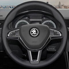 Tinkinkite mikropluošto odinį automobilio vairo dangtelį, skirtą Skoda Octavia 2017 Fabia 2016 2017 Rapid Spaceback Superb (3 stipinų) цена и информация | Чехлы для руля и рули | pigu.lt