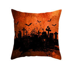 Namų dekoras Helovinas Bat Ghost Pumpkin Print Pagalvės užvalkalas Horror Party Poliesterio pagalvėlės užvalkalas 45x45cm Funda de almohada kaina ir informacija | Aplikacijos, papuošimai, lipdukai | pigu.lt