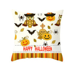 Namų dekoras Helovinas Bat Ghost Pumpkin Print Pagalvės užvalkalas Horror Party Poliesterio pagalvėlės užvalkalas 45x45cm Funda de almohada kaina ir informacija | Aplikacijos, papuošimai, lipdukai | pigu.lt