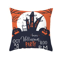 Namų dekoras Helovinas Bat Ghost Pumpkin Print Pagalvės užvalkalas Horror Party Poliesterio pagalvėlės užvalkalas 45x45cm Funda de almohada kaina ir informacija | Aplikacijos, papuošimai, lipdukai | pigu.lt