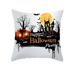 Namų dekoras Helovinas Bat Ghost Pumpkin Print Pagalvės užvalkalas Horror Party Poliesterio pagalvėlės užvalkalas 45x45cm Funda de almohada kaina ir informacija | Aplikacijos, papuošimai, lipdukai | pigu.lt