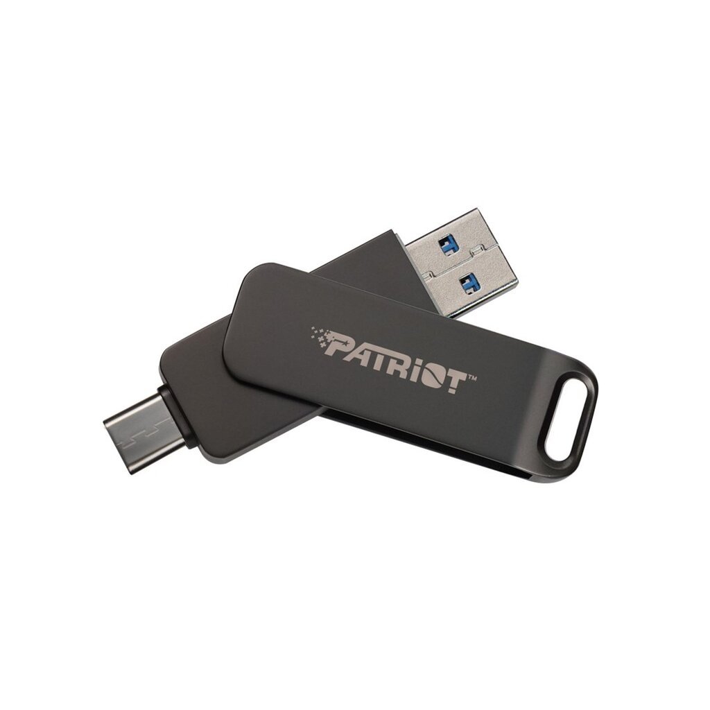 Flashdrive PATRIOT Rage R550 256GB 100 MB/S USB A+C Pasukamas dizainas (PE256GR550DSAD) Juoda цена и информация | USB laikmenos | pigu.lt