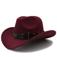 Moterys Vyrai Juoda Vilna Chapeu Vakarų kaubojų kepurė Džentelmenas Jazz Sombrero Hombre Kepuraitė Tėtis Cowgirl Kepurės Dydis 56 58cm цена и информация | Мужские шарфы, шапки, перчатки | pigu.lt