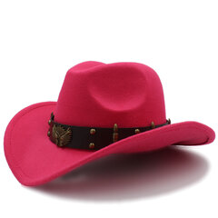 Moterys Vyrai Juoda Vilna Chapeu Vakarų kaubojų kepurė Džentelmenas Jazz Sombrero Hombre Kepuraitė Tėtis Cowgirl Kepurės Dydis 56 58cm цена и информация | Мужские шарфы, шапки, перчатки | pigu.lt