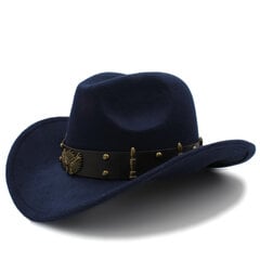 Moterys Vyrai Juoda Vilna Chapeu Vakarų kaubojų kepurė Džentelmenas Jazz Sombrero Hombre Kepuraitė Tėtis Cowgirl Kepurės Dydis 56 58cm цена и информация | Мужские шарфы, шапки, перчатки | pigu.lt