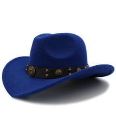 Moterys Vyrai Juoda Vilna Chapeu Vakarų kaubojų kepurė Džentelmenas Jazz Sombrero Hombre Kepuraitė Tėtis Cowgirl Kepurės Dydis 56 58cm цена и информация | Мужские шарфы, шапки, перчатки | pigu.lt