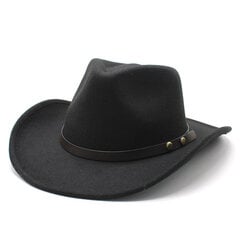 Roll up Brim Moterų vyrų vilnos vakarų kaubojų kepurė Gentleman Jazz Sombrero Hombre Cap Cowgirl Bowler Cap 56 58CM цена и информация | Мужские шарфы, шапки, перчатки | pigu.lt