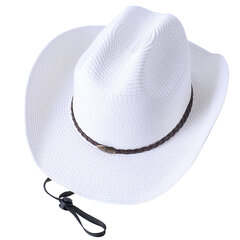 56 58 60CM Didelio dydžio šiaudinė vakarietiška kaubojiška kepurė vyrams Vasaros garbanojimo brimta Kepurės nuo saulės Panama Cowgirl Kepurės sombreros de vaquero kaina ir informacija | Vyriški šalikai, kepurės, pirštinės | pigu.lt