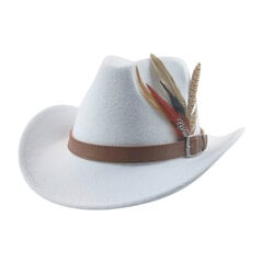 Cowboy Hat Cowboy Western Cowgirl Kepuraitės Kepurės Vyriškos Kepurės moterims Diržinė Plunksna Panama Džiazo Kepurės Khaki Kava Sombrero Hombre kaina ir informacija | Vyriški šalikai, kepurės, pirštinės | pigu.lt