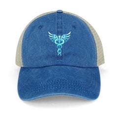 Blue Caduceus Symbol Cowboy Hat kepurė nuo saulės Prabangus prekės ženklas Vyriškos kepurės Moteriškos цена и информация | Мужские шарфы, шапки, перчатки | pigu.lt