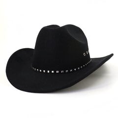 Rivet Western Cowboy Hat for Men Women Vintage Fascinator Cowgirl Church Jazz Fet Caps Sombrero Hombre Gentleman Top Hat kaina ir informacija | Vyriški šalikai, kepurės, pirštinės | pigu.lt