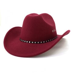 Rivet Western Cowboy Hat for Men Women Vintage Fascinator Cowgirl Church Jazz Fet Caps Sombrero Hombre Gentleman Top Hat kaina ir informacija | Vyriški šalikai, kepurės, pirštinės | pigu.lt