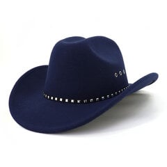 Rivet Western Cowboy Hat for Men Women Vintage Fascinator Cowgirl Church Jazz Fet Caps Sombrero Hombre Gentleman Top Hat kaina ir informacija | Vyriški šalikai, kepurės, pirštinės | pigu.lt