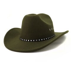 Rivet Western Cowboy Hat for Men Women Vintage Fascinator Cowgirl Church Jazz Fet Caps Sombrero Hombre Gentleman Top Hat kaina ir informacija | Vyriški šalikai, kepurės, pirštinės | pigu.lt