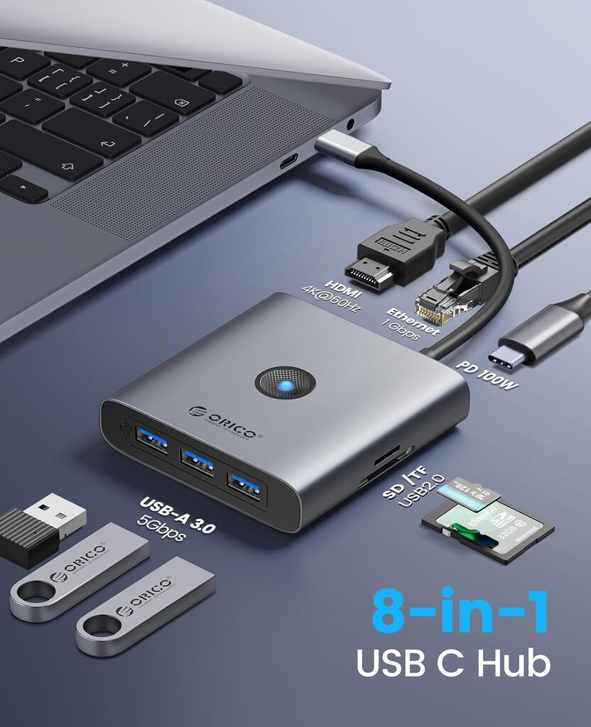 ORICO USB C doko stotelė kaina ir informacija | Adapteriai, USB šakotuvai | pigu.lt