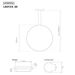 Led Circles pakabinamas šviestuvas Nr.1 ​​X 60cm 3k 32W juodas kaina ir informacija | Lauko šviestuvai | pigu.lt