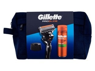 Rinkinys Gillette ProGlide: skustuvas + skustuvo galvutė, 1 vnt. + skutimosi gelis Fusion5, 200 ml + stovas + kosmetinė kaina ir informacija | Skutimosi priemonės ir kosmetika | pigu.lt