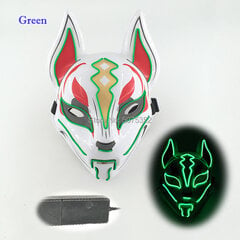 Anime Expro Decor Japonijos lapės kaukė Neoninė Led Light Cosplay kaukė Helovino vakarėliui Rave Led Mask šokių DJ Payday kostiumų rekvizitai kaina ir informacija | Dekoracijos šventėms | pigu.lt