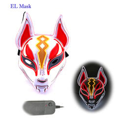 Anime Expro Decor Japonijos lapės kaukė Neoninė Led Light Cosplay kaukė Helovino vakarėliui Rave Led Mask šokių DJ Payday kostiumų rekvizitai kaina ir informacija | Dekoracijos šventėms | pigu.lt