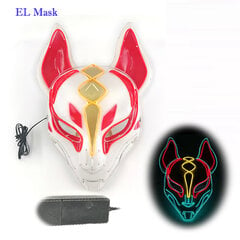 Anime Expro Decor Japonijos lapės kaukė Neoninė Led Light Cosplay kaukė Helovino vakarėliui Rave Led Mask šokių DJ Payday kostiumų rekvizitai kaina ir informacija | Dekoracijos šventėms | pigu.lt