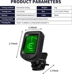 Gitara, bosas, smuikas, ukulele derintuvas, 2 vnt kaina ir informacija | Gitaros | pigu.lt