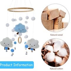 Lopšys Vėjo varpeliai ir veltinio kamuoliukai 3D Cloud Crib Decor, mėlyna kaina ir informacija | Lubų, sienų dekoro elementai | pigu.lt