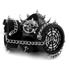 Skull Rocker juoda gotikinė steampunk dujinė kaukė su akiniais Cosplay rekvizitai Helovino kostiumai vyrams/moterims unisex kaina ir informacija | Dekoracijos šventėms | pigu.lt