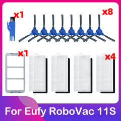 Skirta Eufy Robovac 11S Plus 35C 30 30C 15C 12 25C Roboto vakuuminio pagrindinio ritinėlio šoninio šepečio pirminis filtras Hepa sietelio atsarginės priedai Kilimų šlavimo mašinos kaina ir informacija | Lapų siurbliai, šakų smulkintuvai, trinkelių valytuvai | pigu.lt