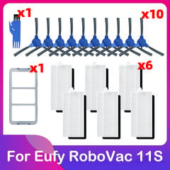 Skirta Eufy Robovac 11S Plus 35C 30 30C 15C 12 25C Roboto vakuuminio pagrindinio ritinėlio šoninio šepečio pirminis filtras Hepa sietelio atsarginės priedai Kilimų šlavimo mašinos kaina ir informacija | Lapų siurbliai, šakų smulkintuvai, trinkelių valytuvai | pigu.lt