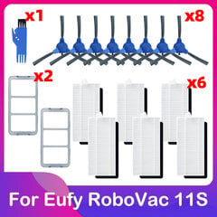 Skirta Eufy Robovac 11S Plus 35C 30 30C 15C 12 25C Roboto vakuuminio pagrindinio ritinėlio šoninio šepečio pirminis filtras Hepa sietelio atsarginės priedai Kilimų šlavimo mašinos kaina ir informacija | Lapų siurbliai, šakų smulkintuvai, trinkelių valytuvai | pigu.lt