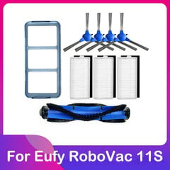 Skirta Eufy Robovac 11S Plus 35C 30 30C 15C 12 25C Roboto vakuuminio pagrindinio ritinėlio šoninio šepečio pirminis filtras Hepa sietelio atsarginės priedai Kilimų šlavimo mašinos kaina ir informacija | Lapų siurbliai, šakų smulkintuvai, trinkelių valytuvai | pigu.lt