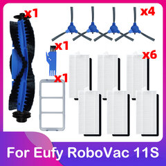 Skirta Eufy Robovac 11S Plus 35C 30 30C 15C 12 25C Roboto vakuuminio pagrindinio ritinėlio šoninio šepečio pirminis filtras Hepa sietelio atsarginės priedai Kilimų šlavimo mašinos kaina ir informacija | Lapų siurbliai, šakų smulkintuvai, trinkelių valytuvai | pigu.lt