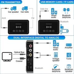 Bluetooth 5.0 imtuvas siųstuvas Fm stereofoninis Aux 3,5 mm lizdas Rca belaidis Nfc Bluetooth garso adapteris kaina ir informacija | Adapteriai, USB šakotuvai | pigu.lt