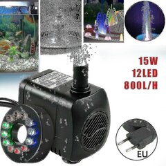 15w 800l/h fontanas siurblys tvenkinio siurblys vandens žaidimų siurblys sodo siurblys siurblys fontanas su 12 LED kaina ir informacija | LED juostos | pigu.lt