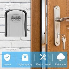 Saugus raktų atstatomas kodo 4 skaitmenų kombinuotas užrakto raktų laikiklis, skirtas išorinei sieninei kombinuotai raktų laikymo dėžutei (pilka) kaina ir informacija | Stalčiai, patalynės dėžės | pigu.lt