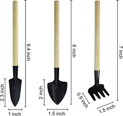 3 dalių nešiojamas sodo įrankių rinkinys sodinukams, bonsams, sukulentams kaina ir informacija | Sodo įrankiai | pigu.lt