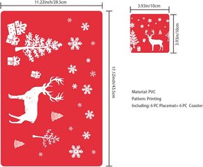 12vnt Kalėdiniai dekoratyviniai padėkliukai Neslystantys kalėdiniai PVC plaunami spausdinti briedžio medžio snaigės stalo kilimėliai Padėkliukai kaina ir informacija | Gėlių stovai, vazonų laikikliai | pigu.lt