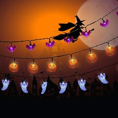 3 pakuotės Halloween Fairy lempos baterija, 3M 20 LED oranžinis moliūgas| purpuriniai šikšnosparniai| Balta šviesų virtinė Helovino dekoracijos цена и информация | Праздничные декорации | pigu.lt