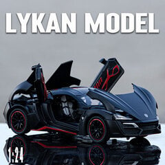 1/24 Lykan „Hyper“ sportinio automobilio lydinio, ištraukiamo automobilio modelio imitacija, garsas ir šviesa gali atidaryti dureles. цена и информация | Коллекционные модели автомобилей | pigu.lt