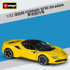 1:32 SF90 Stradale lydinio automobilio modelis, metalinis žaislinis automobilis, automobilio modelis, garso ir šviesos kolekcija, dovana vaikams kaina ir informacija | Kolekciniai modeliukai | pigu.lt