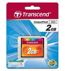 Карта памяти Transcend CompactFlash 2GB/MLC TS2GCF133 цена и информация | Карты памяти для фотоаппаратов, камер | pigu.lt