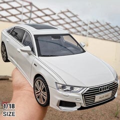 1:18 A6 limuzinų lydinio liejamas žaislinis automobilio modelis, garsas ir šviesa, atsitraukimas, vaikų žaislų kolekcionavimas, gimtadienio dovana цена и информация | Коллекционные модели автомобилей | pigu.lt