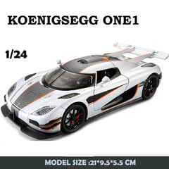 Diecast 1:24 Koenigsegg One1 sportinio automobilio modelis, lydinio imitacijos liejimas metalas, vaikų žaislinės transporto priemonės, kolektyvinės namų dekoro dovanos kaina ir informacija | Kolekciniai modeliukai | pigu.lt