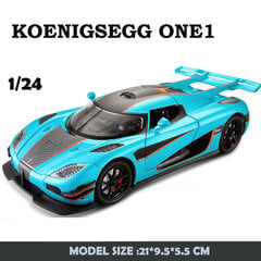 Diecast 1:24 Koenigsegg One1 sportinio automobilio modelis, lydinio imitacijos liejimas metalas, vaikų žaislinės transporto priemonės, kolektyvinės namų dekoro dovanos kaina ir informacija | Kolekciniai modeliukai | pigu.lt