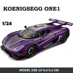 Diecast 1:24 Koenigsegg One1 sportinio automobilio modelis, lydinio imitacijos liejimas metalas, vaikų žaislinės transporto priemonės, kolektyvinės namų dekoro dovanos kaina ir informacija | Kolekciniai modeliukai | pigu.lt