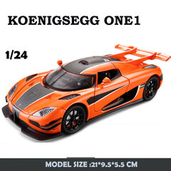 Diecast 1:24 Koenigsegg One1 sportinio automobilio modelis, lydinio imitacijos liejimas metalas, vaikų žaislinės transporto priemonės, kolektyvinės namų dekoro dovanos kaina ir informacija | Kolekciniai modeliukai | pigu.lt